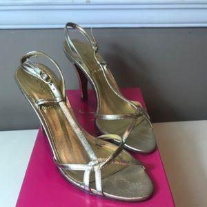J Crew Nicolette Strappy Gold Heels sz 6